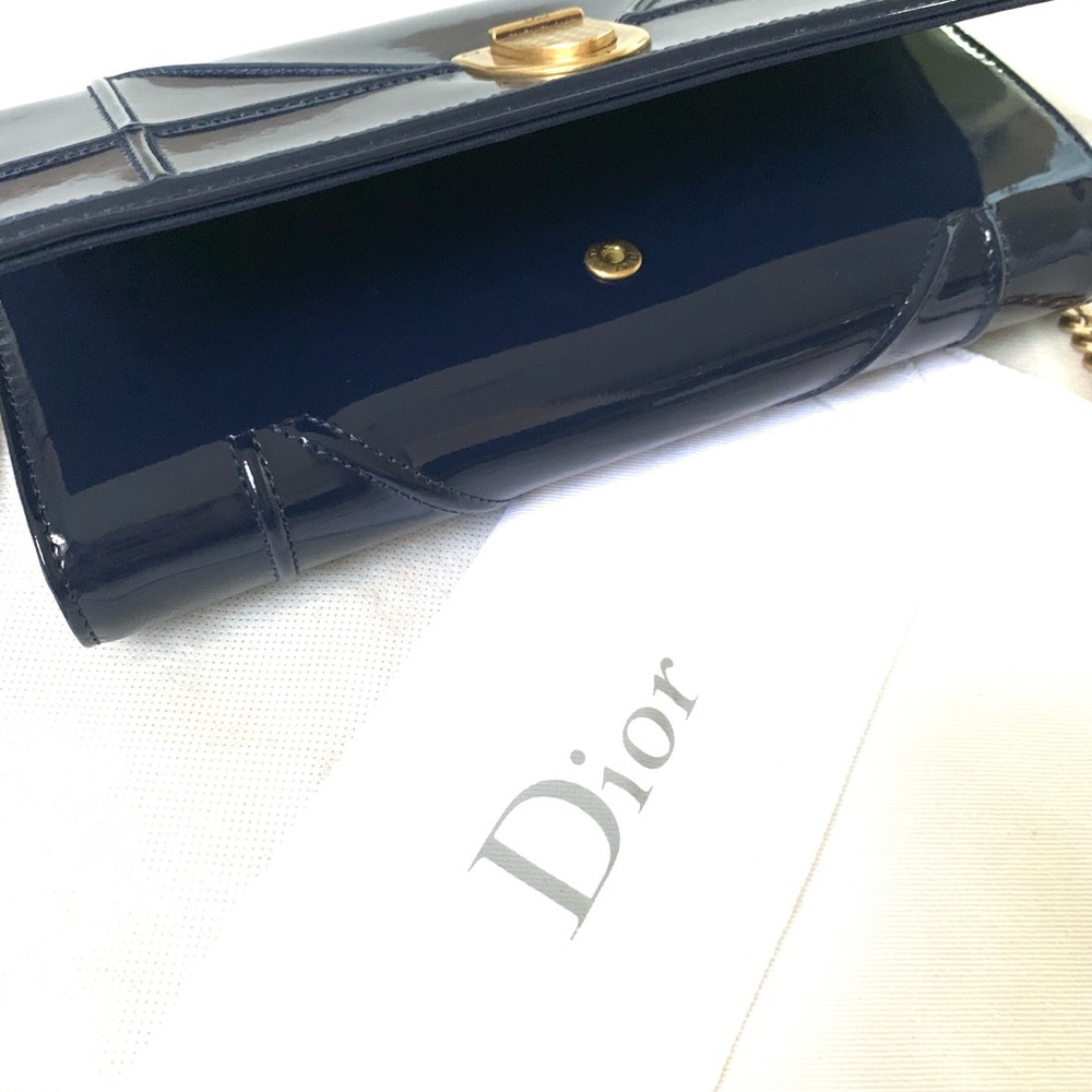 DIOR Diorama Croisiere Wallet On Chain Navy Gold - Picture 6 of 8